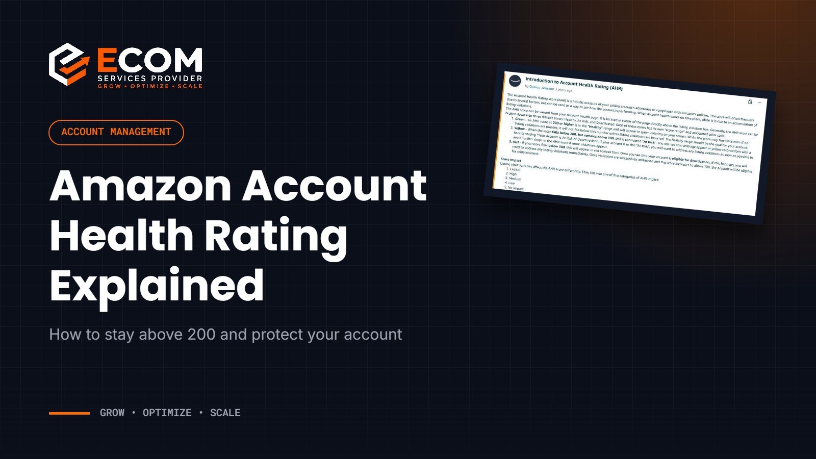 Amazon Account Health Rating explained