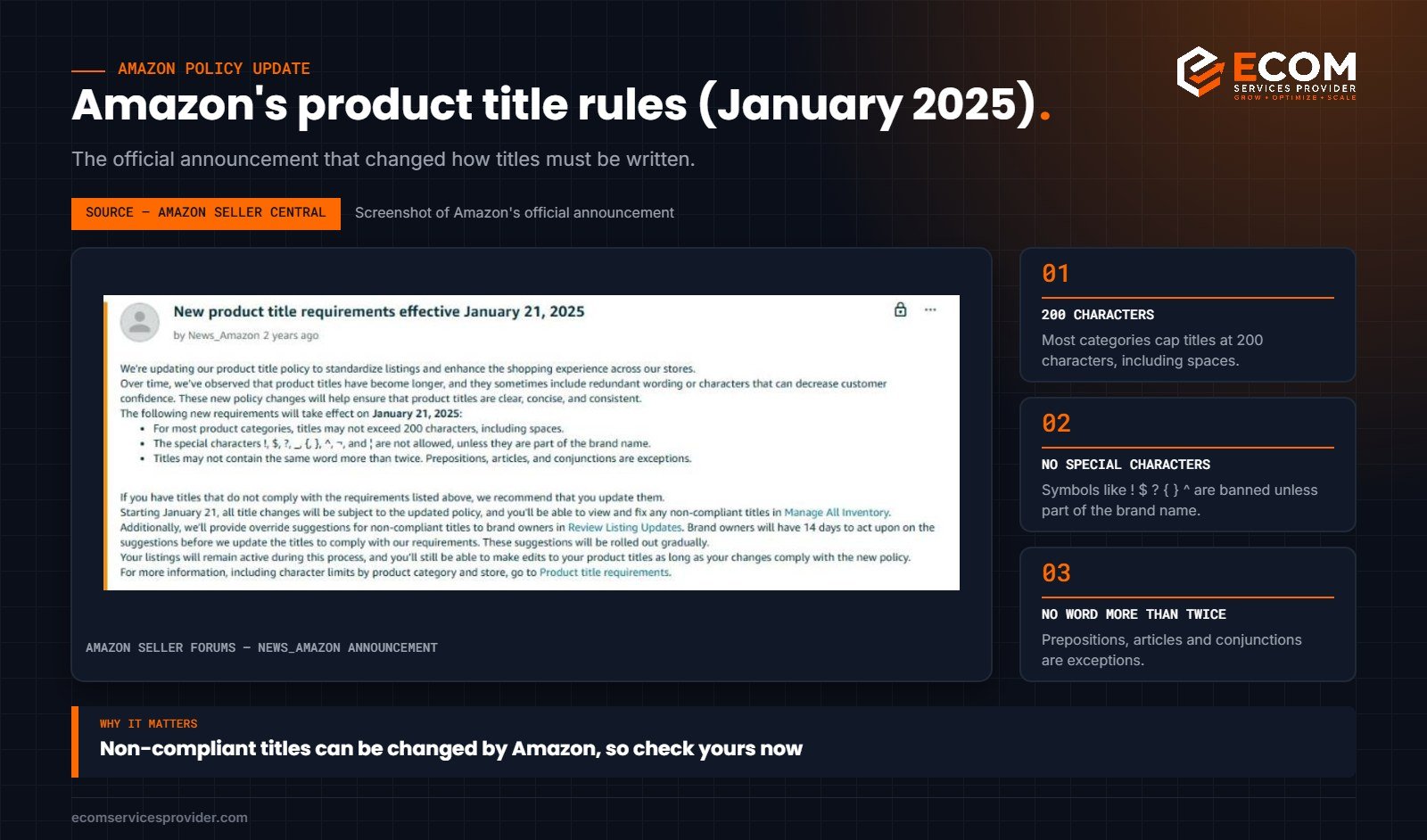 Amazon's January 2025 product title requirements announcement